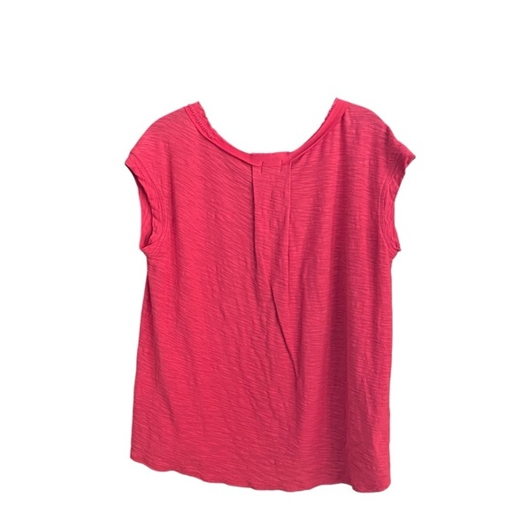 Anthropologie Postmark Slub Tee Women's Size S Red V-Neck Cap Sleeve Pocket Top - Picture 3 of 5
